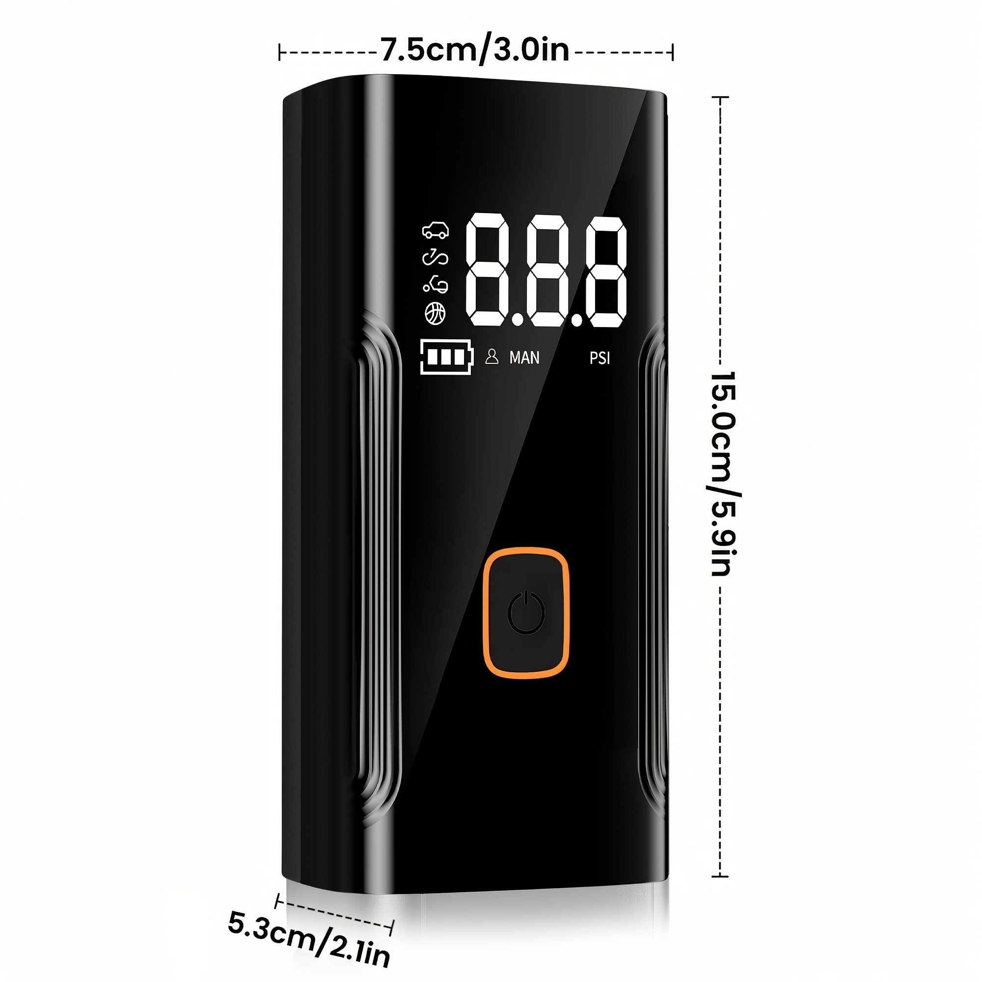 pompe à air portable 150psi / manomètre numérique / lumière led / chargement usb / batterie lithium-ion rechargeable / convient pour voitures / vélos / motos / ballons