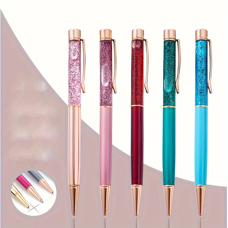 

Glitter Ballpoint Pens Set of 5, Metal Construction, Elegant - Creative Writing & Gifting Pens for 14+ (Assorted Colors)