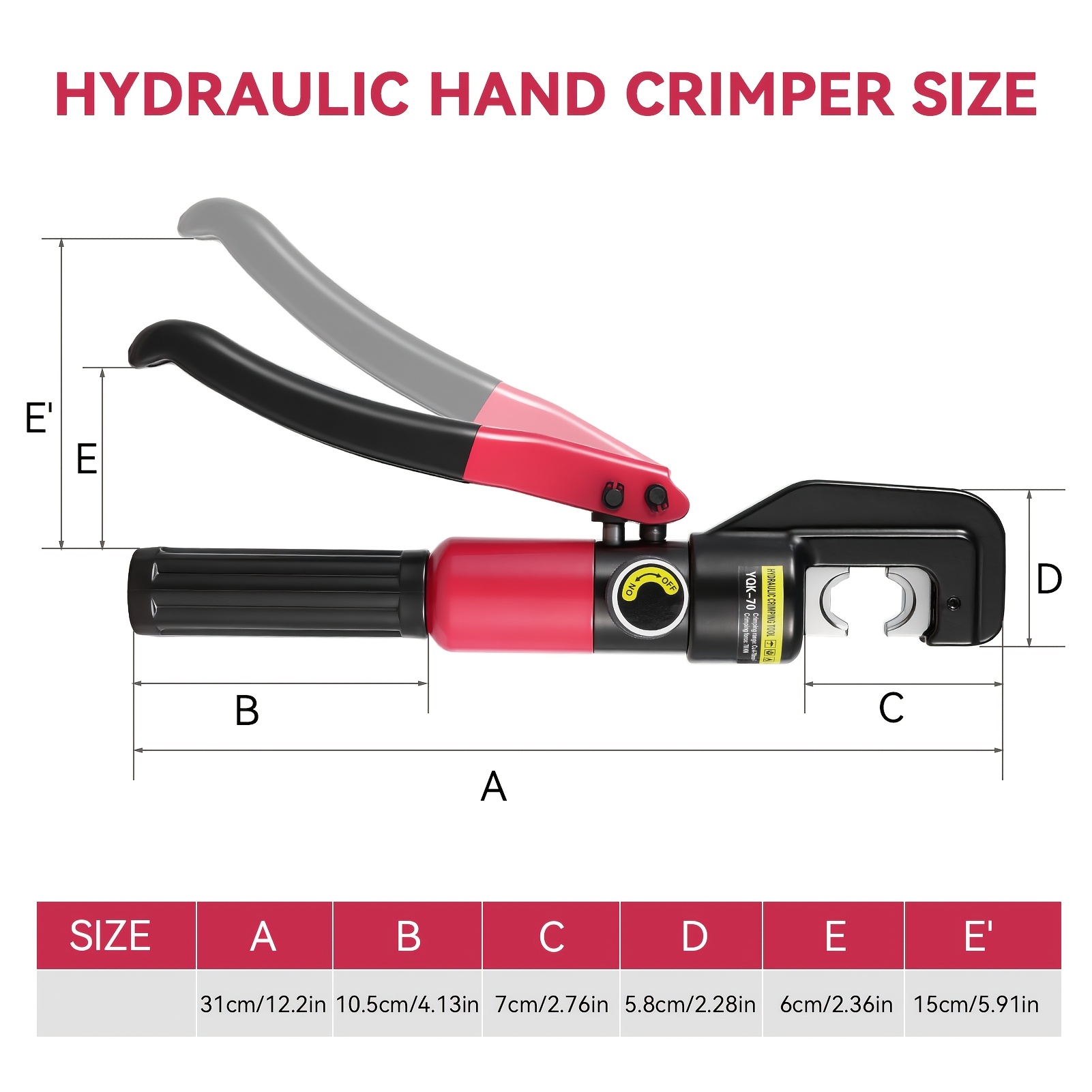 TEMU Outil de sertissage hydraulique manuel pour connecteurs de câbles hydrauliques, 8 paires de moules, convient pour 4-², rouge avec un étui en