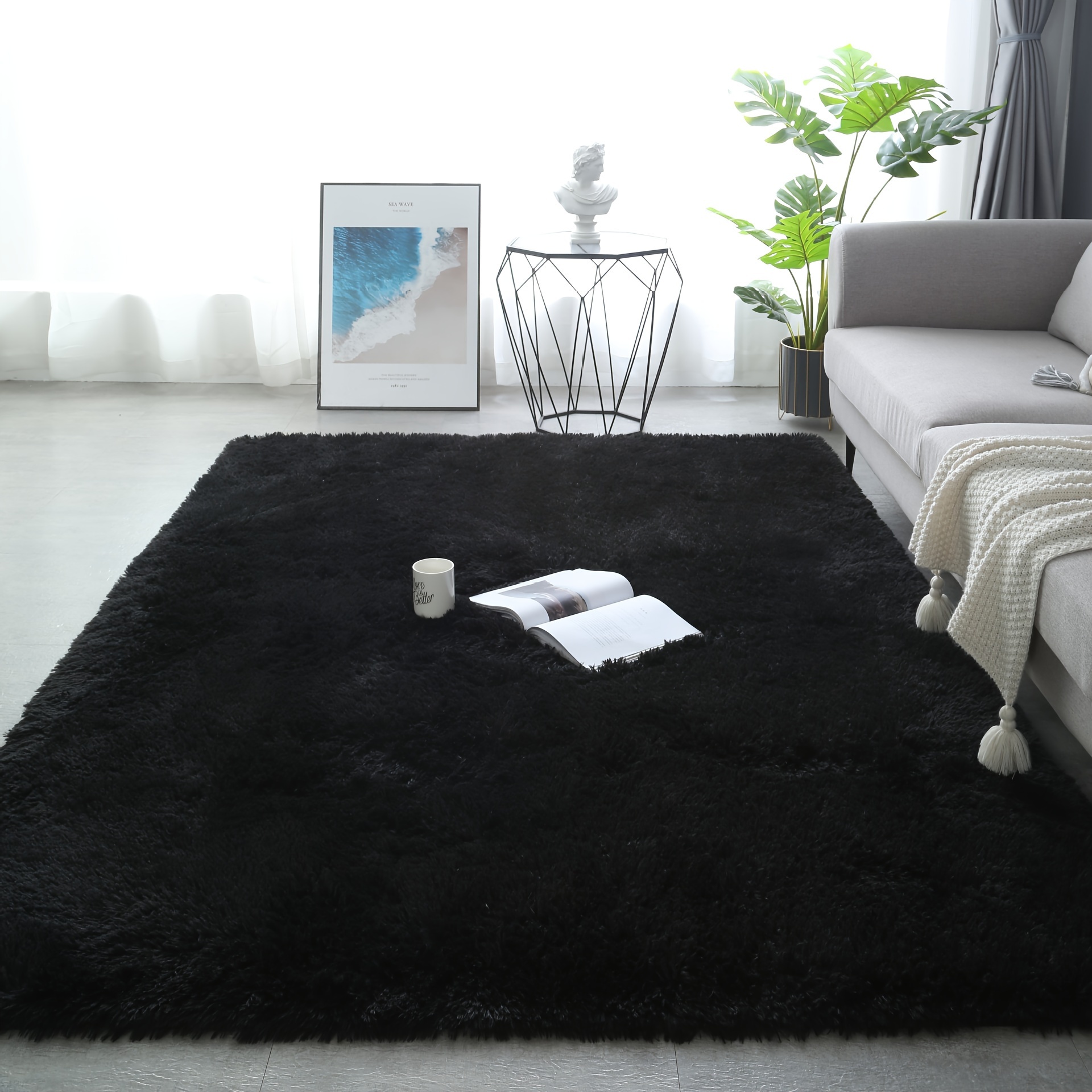 TEMU Extra-large Plush Rug For Living Rooms Luxuriously Plush Bedroom Rug Thick And Fluffy Decorative For Home Rug Living Room Rug Housewarming Gift