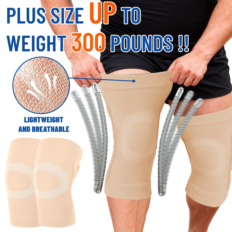 2pcs Plus Size Knee Braces - Thin And Breathable, Side Spring Support, Zone Breathable Knitting For , Worn Inside Or Outside Pants - Suitable For Body Weights 55-136kg/121-300lb, Perfect Gift For