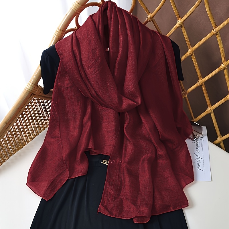 Women's Lightweight Sheer Chiffon Scarf, Elegant Solid Color Wrap