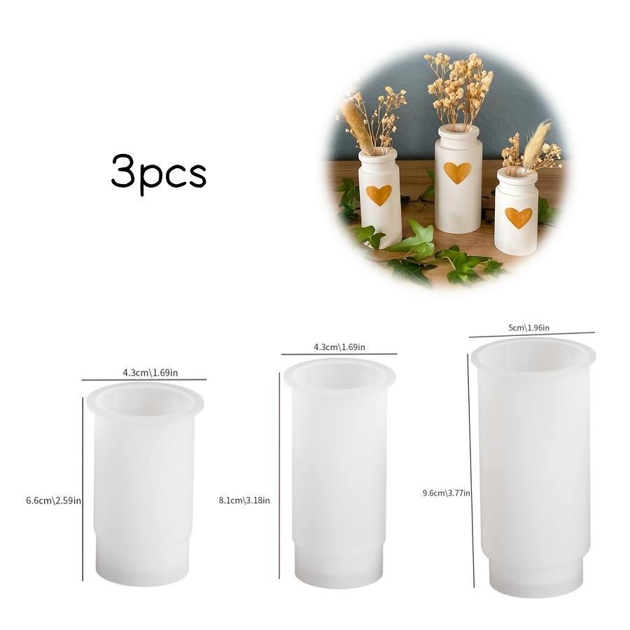 Image of 3pcs Silike Lufei Large/medium/small Heart Vase Mold Suitable For Diy Resin, Wax, Gypsum Candles, Crafts, Silicone Molds For Table Centerpiece Decor, Valentine's Day Gifts, Home Decoration
