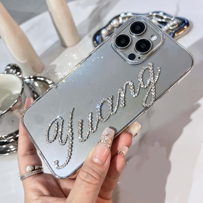 

Personalized Luxury Glitter Rhinestone Customized Name Clear Phone Case For 15 14 15 14 11 Shockproof Protective Back Cover