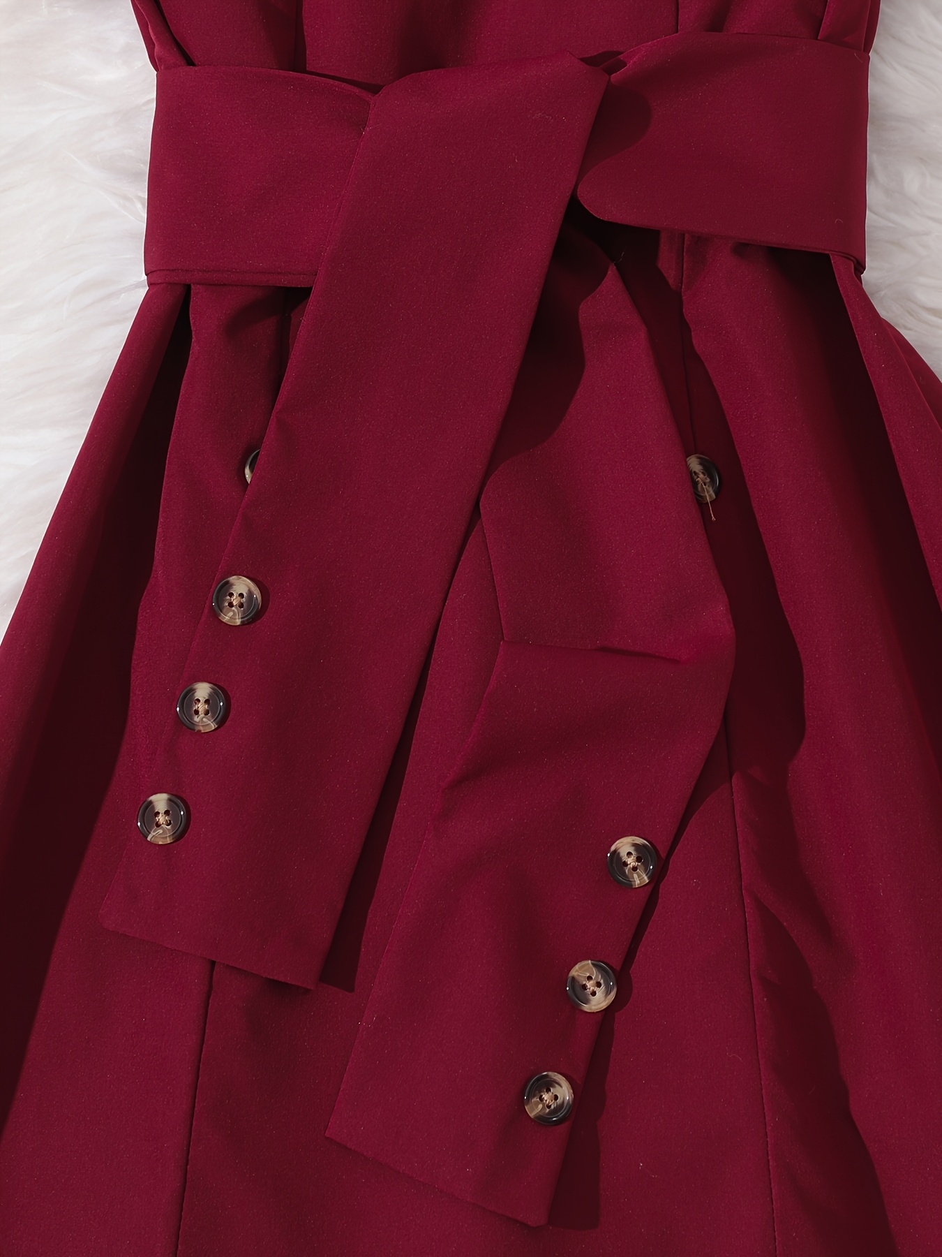 burgundy black tie dress Dark Red Midi Dress with White Collar – Ms.Me Fashion