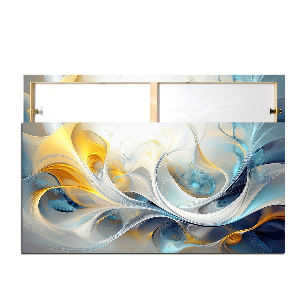 TEMU Grande Toile Encadrée de 20x40 Pouces - Peinture Moderne d' avec de Couleurs Fluides, Œuvre d'Art Paysage en Encre sur Toile, Décoration Murale