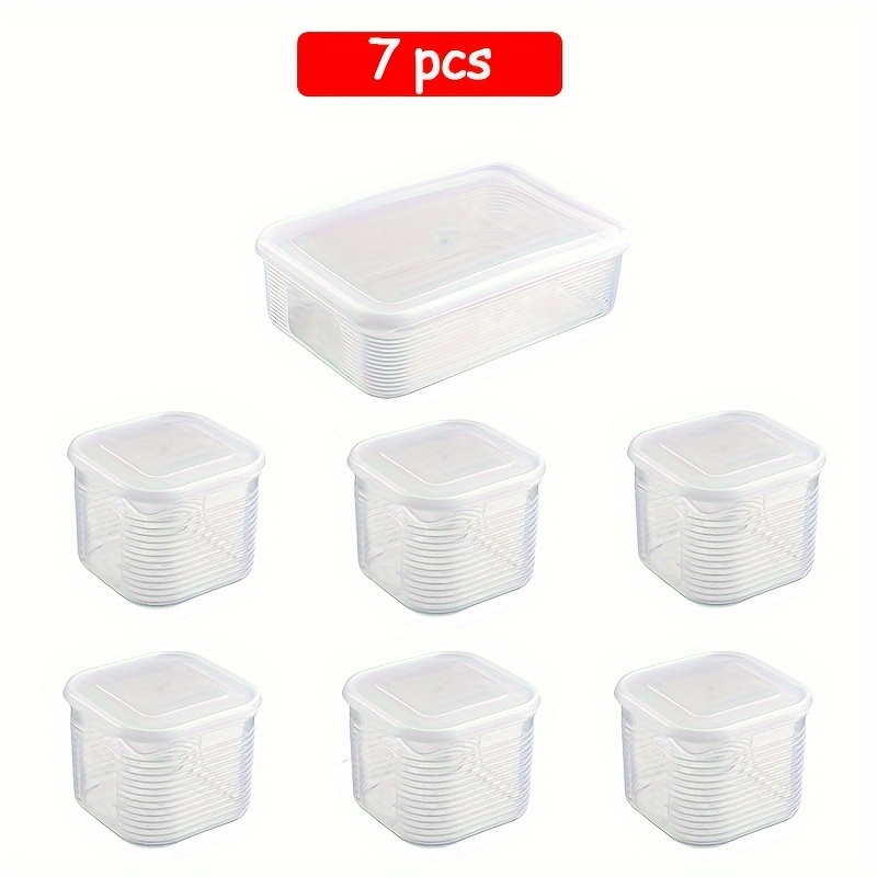 TEMU 7pcs Freezer- Containers Set With - Leakproof, Bpa-free Pp Plastic, Stackable For Meat, Fruits & Vegetables - Kitchen Organization