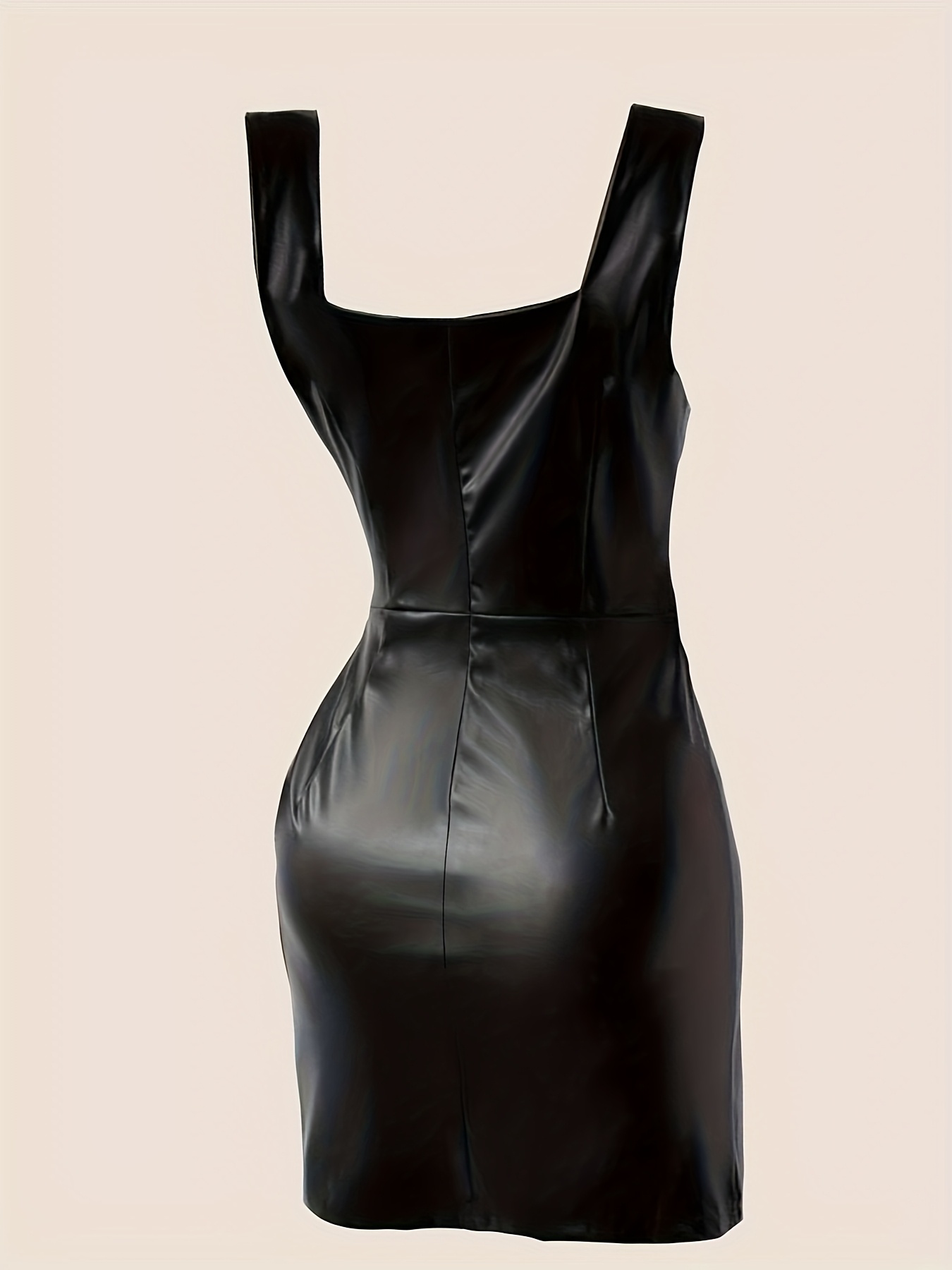 chinese dress ladies Black Faux Leather Bodycon Short Dress main image 0