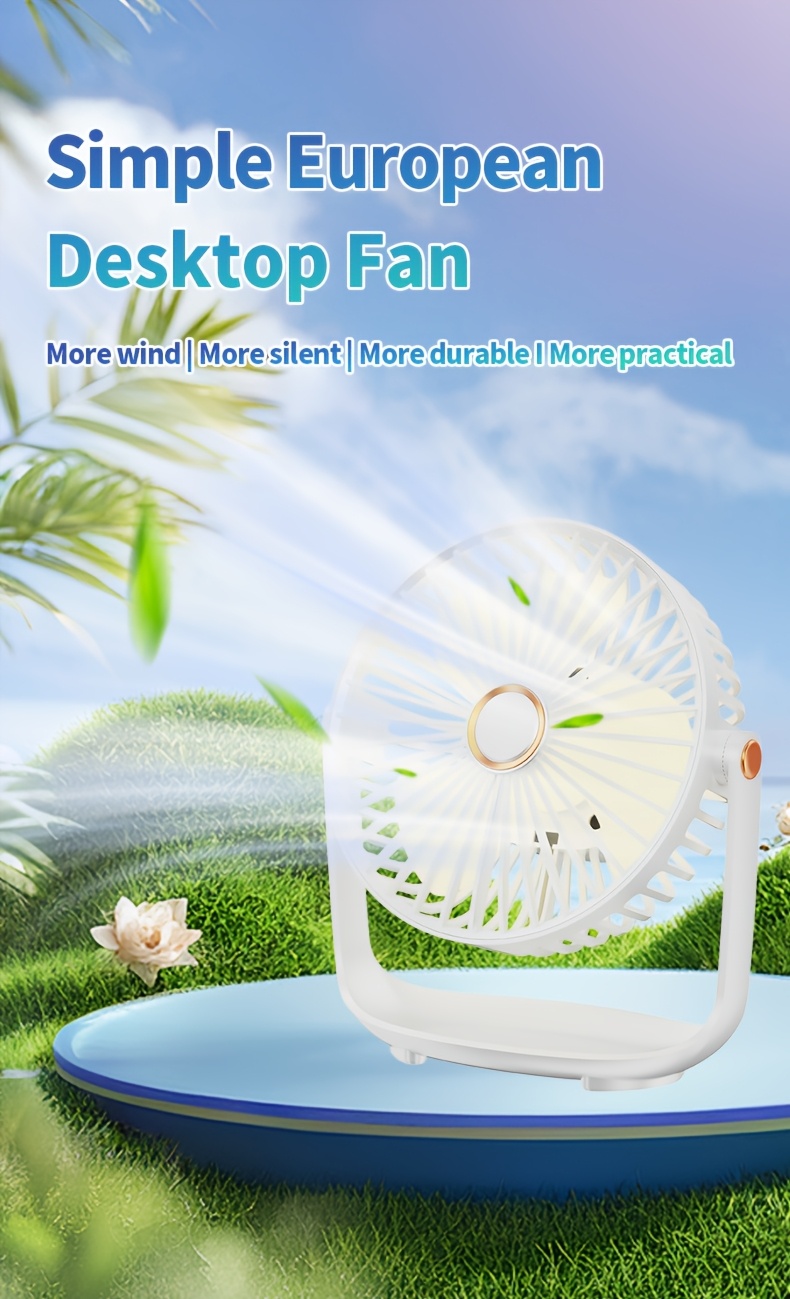 compact portable desktop fan with usb charging sleek   5 speed adjustable cooling long lasting battery indoor outdoor use   power cable portable mini fan details 0