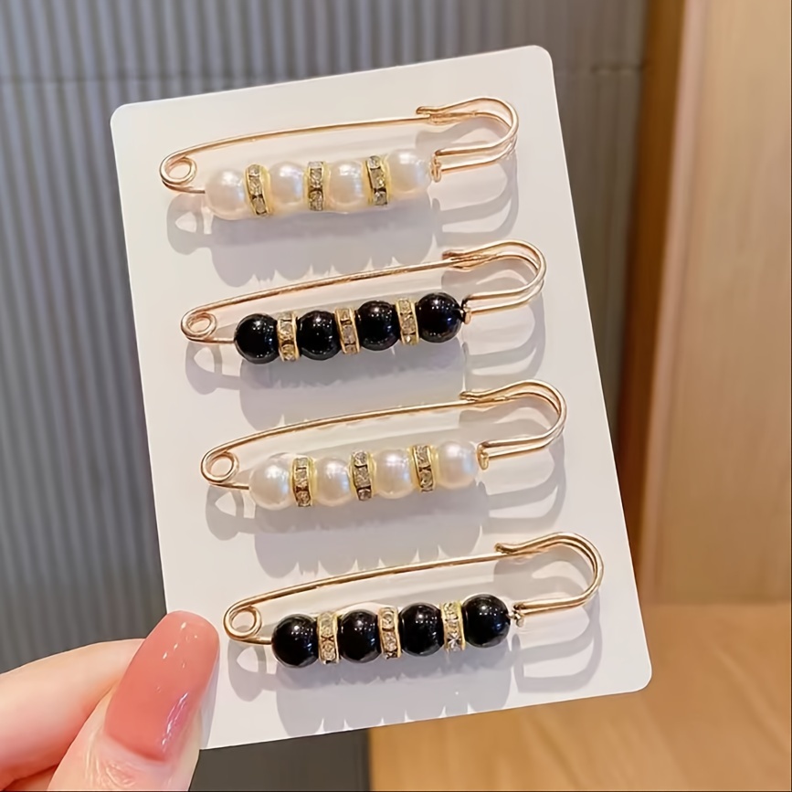 

2/4 Pieces Artificial Pearl Button Brooch, Suitable For Women Girls Dress Pants Clothing