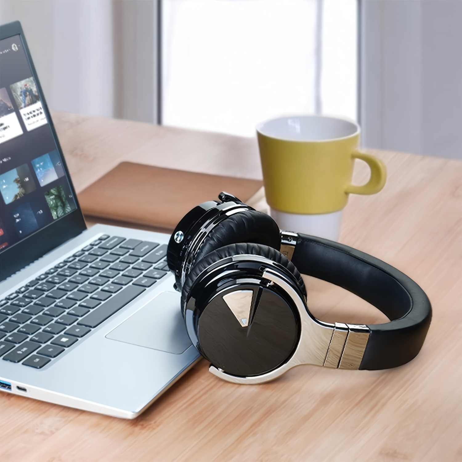 E7 Active Noise Cancelling Headphones with Microphone Deep Bass Wireless Headphones Over Ear, Comfortable Protein Earpads, 30 Hours Playtime