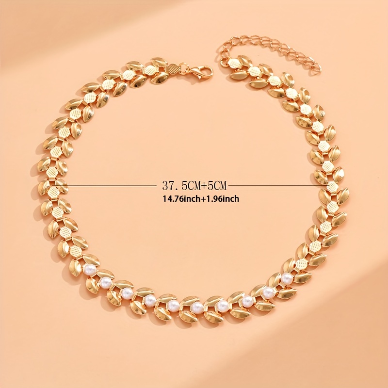 1pc elegant   shape choker necklace with   faux pearls vintage inspired womens collar necklace jewelry details 1