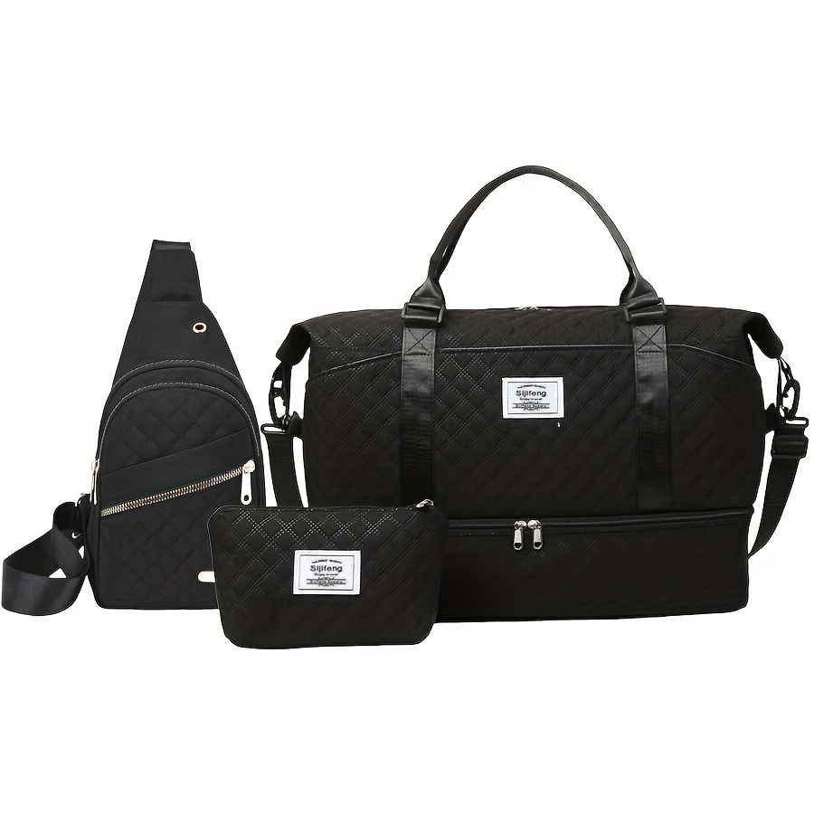 TEMU 3pcs Travel & Bag Set - Large , Waterproof Duffle With Shoulder And Cosmetic Bags