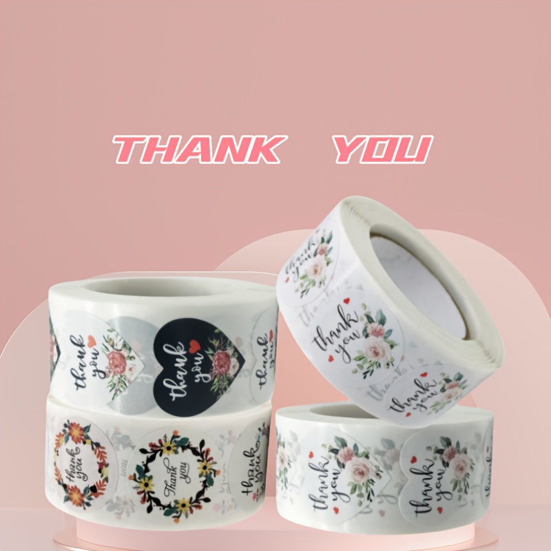 

500pcs Floral Thank You Stickers Set - Assorted Colors, Wedding Bouquets, Party Favors & Envelope Seals