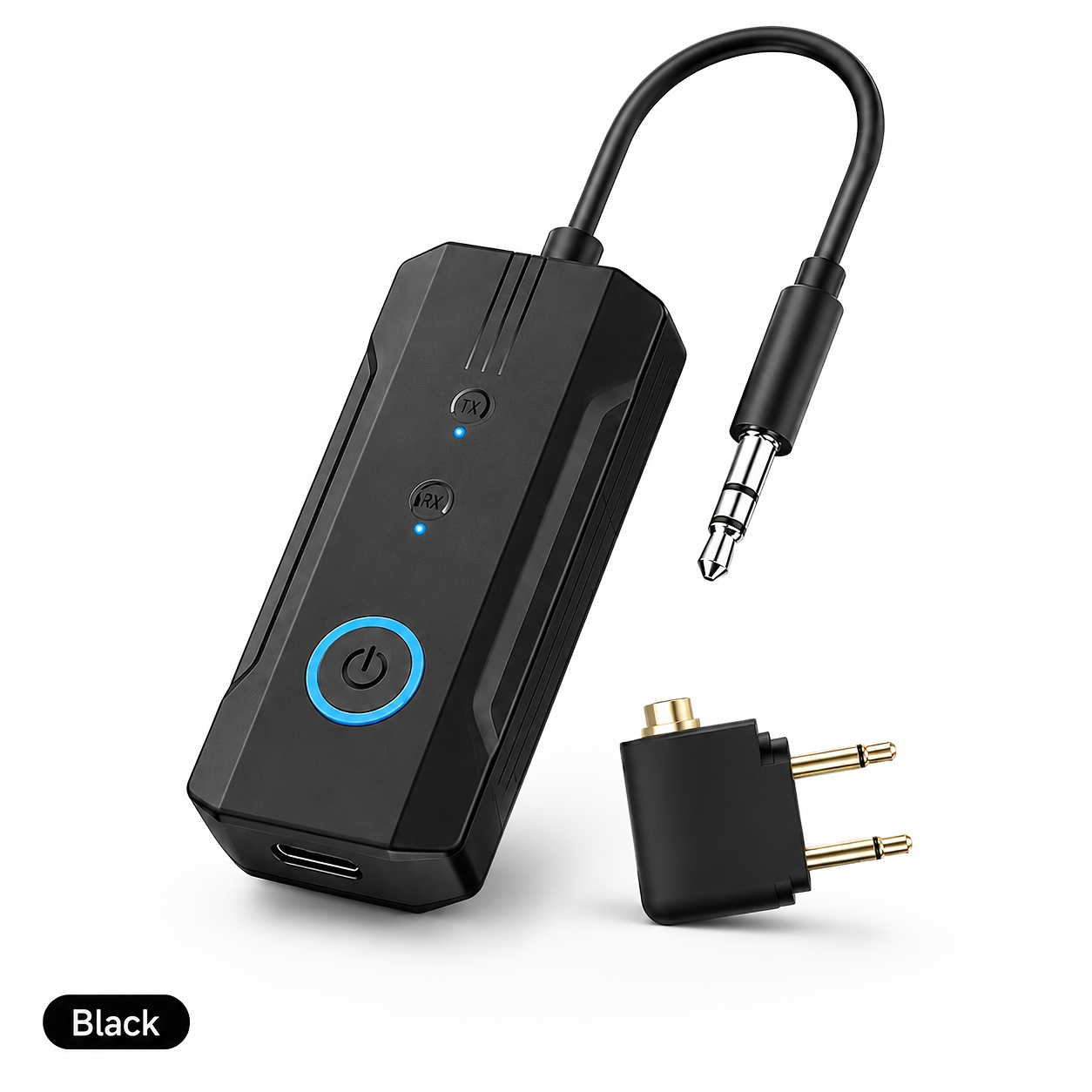 TEMU Bluetooth Transmitter Receiver 6.0, 2-in-1 Wireless Audio Adapter, Bluetooth Car Adapter With 3.5mm Aux & Airplane Plug, Dual Headphone