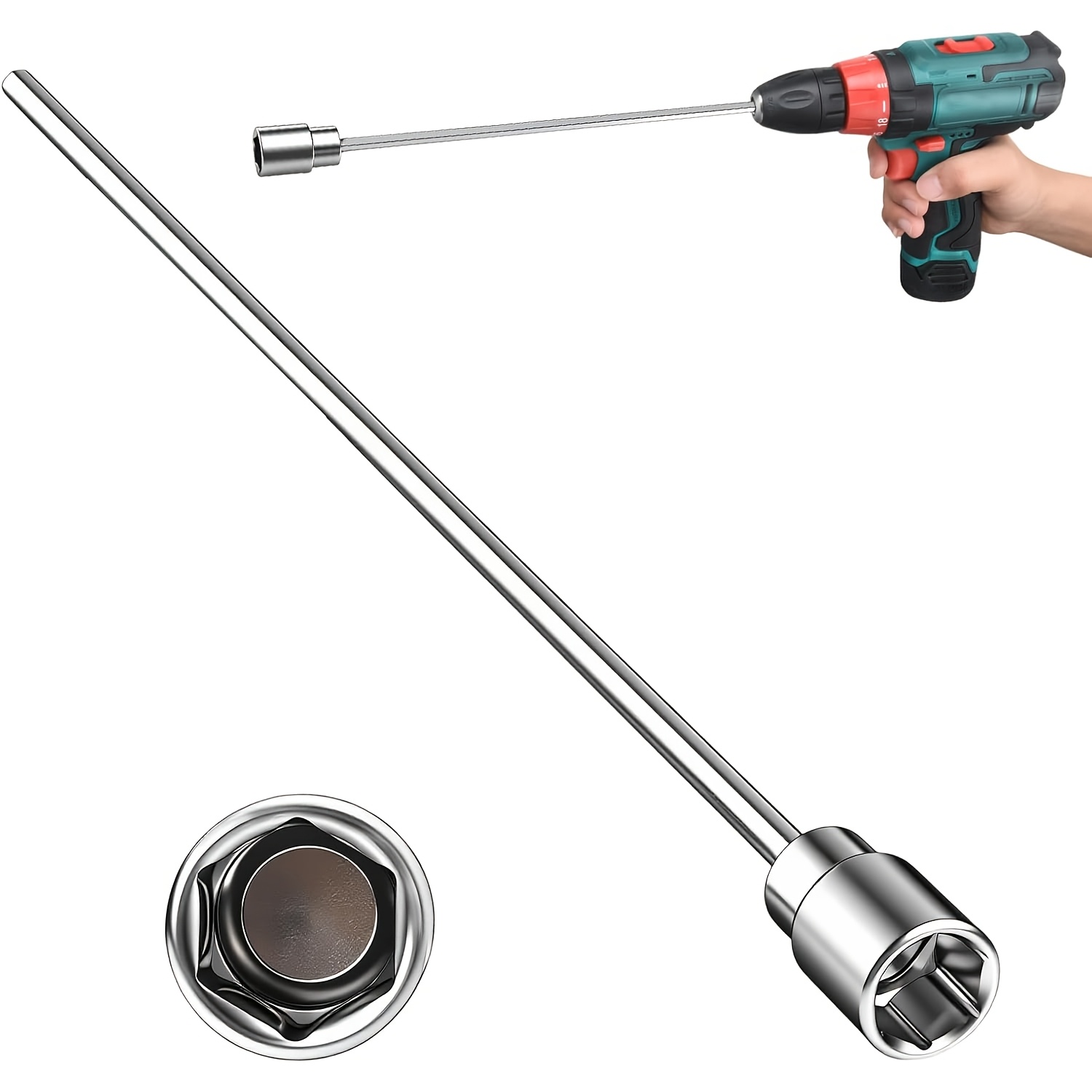 E-shop 54 cm Caravan Verlängerungsstange für Akku-Bohrmaschine | 19mm Sechskantausgang, Metall, Einsetzbar für Wohnmobile, & Caravans Unterstützung