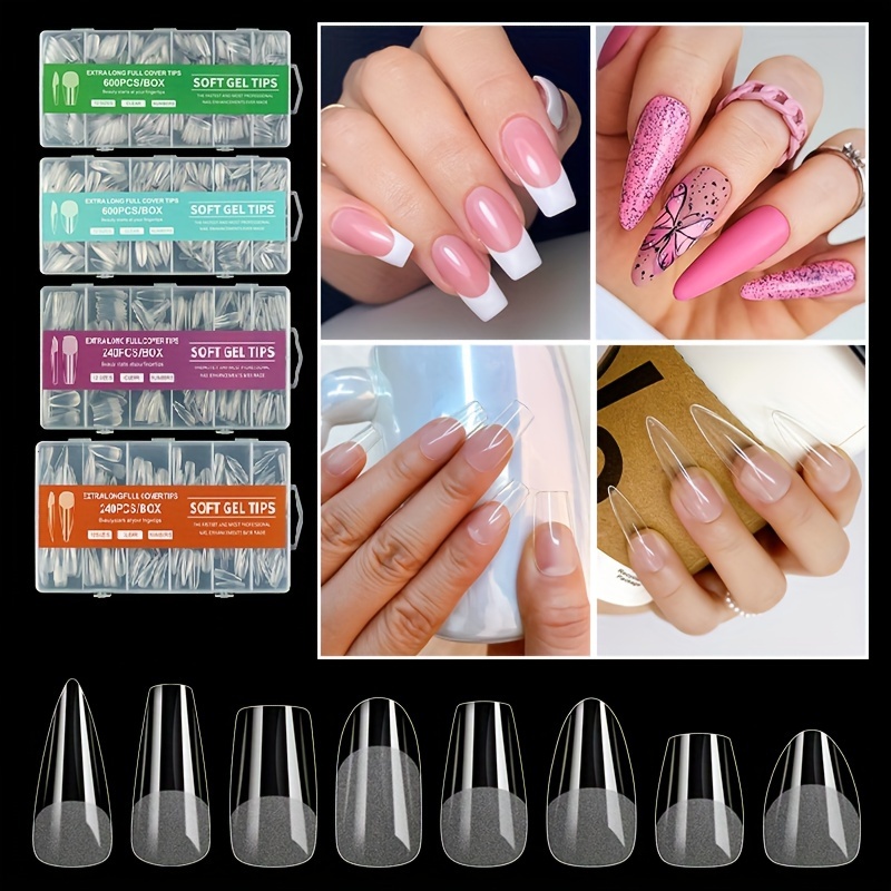 Гелевые типсы для наращивания ногтей DNKa Professional Nail Gel Tips L-Stilleto 240 шт