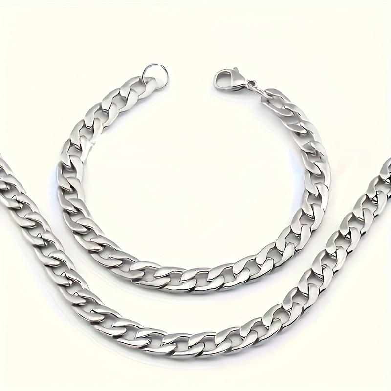 TEMU 2pcs Of Men's Necklaces - Stainless Steel Necklaces - Necklace Set - Women's Necklaces - Bracelets - Cuban Chains - Wholesale Necklaces - Y2k -