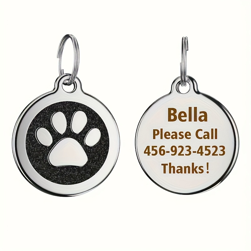 TEMU Custom 1pc Cat And Dog Paw Tag, Suitable For Personalized Round Pet Tags With For Cats And Dogs, Custom Engraving Of Name And Phone Number To