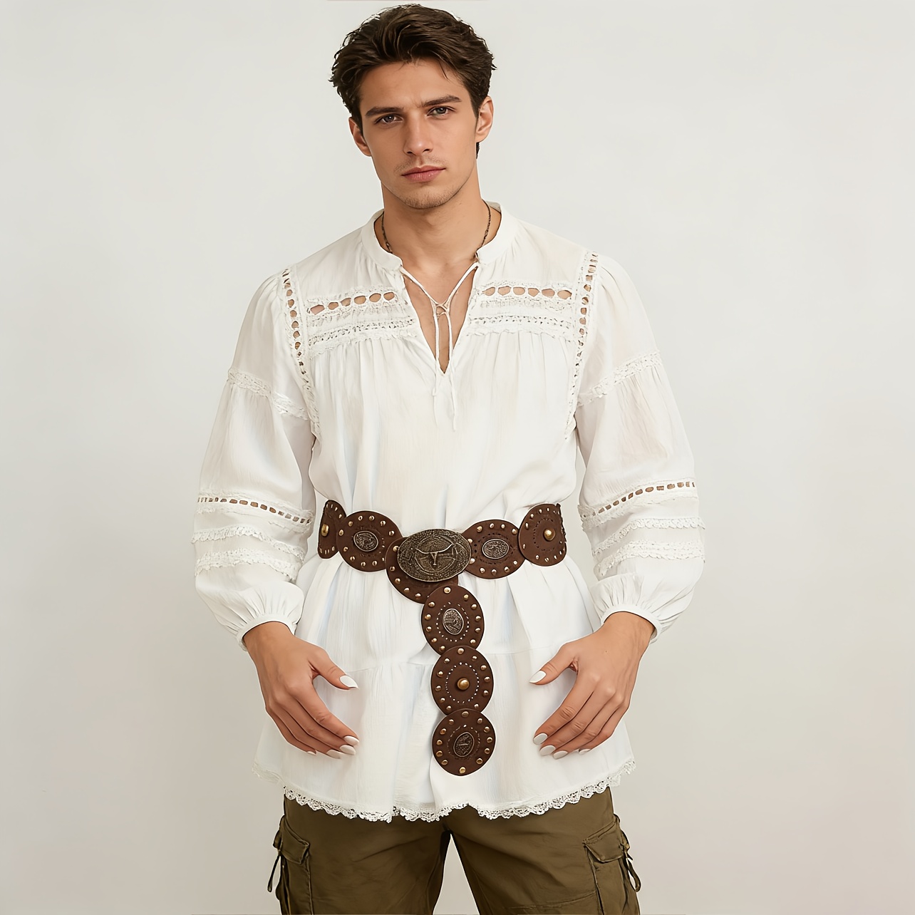 TEMU 1pc 1xl Plus Size Brown Vintage Bohemian Western Y2k Street Women's Wide Belt, Matching Dress, Shirt, T-shirt, Boots, Shorts, Sweatshirt,