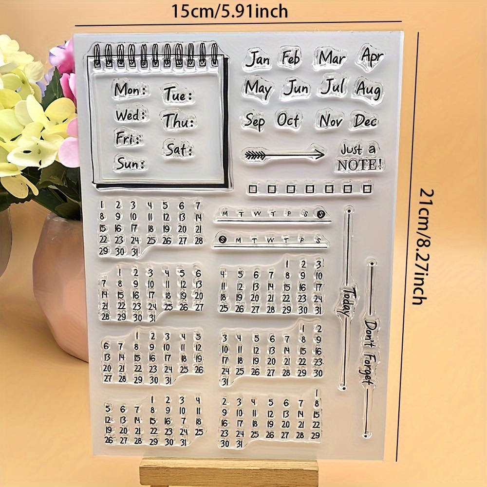 E-shop Alinacraft . Kalender Stempel Klarsicht Wiederverwendbare Transparente Stempel für Papierbasteln Handgemachte Kartenherstellung Grußkarten