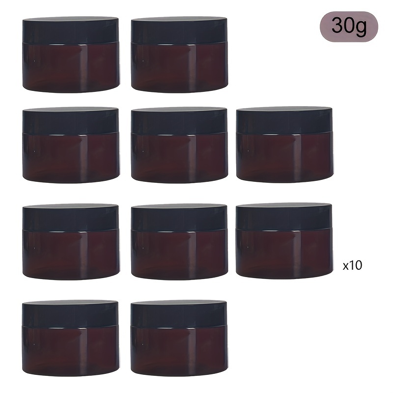 

10pcs Amber Cosmetics Container Set, 30g/50g/60g Empty Round Jar, Cream Bottle Brown Light Avoiding Cosmetics Bottle, Eye Cream Bottle, Cream Bottle, Beauty Products, Cosmetics, Powders And Ointments