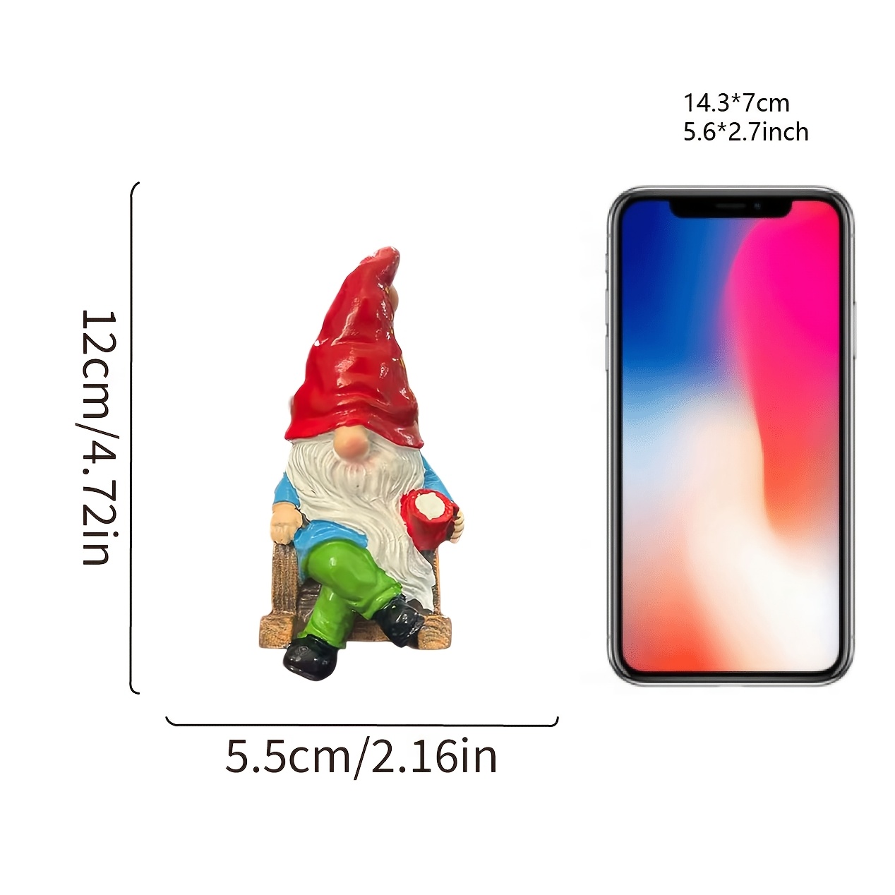 TEMU Statue de gnome sur chaise à Rustic Tale, 1 pièce - Décoration de table/extérieur en résine avec base de chaise à , convient pour patio, jardin,