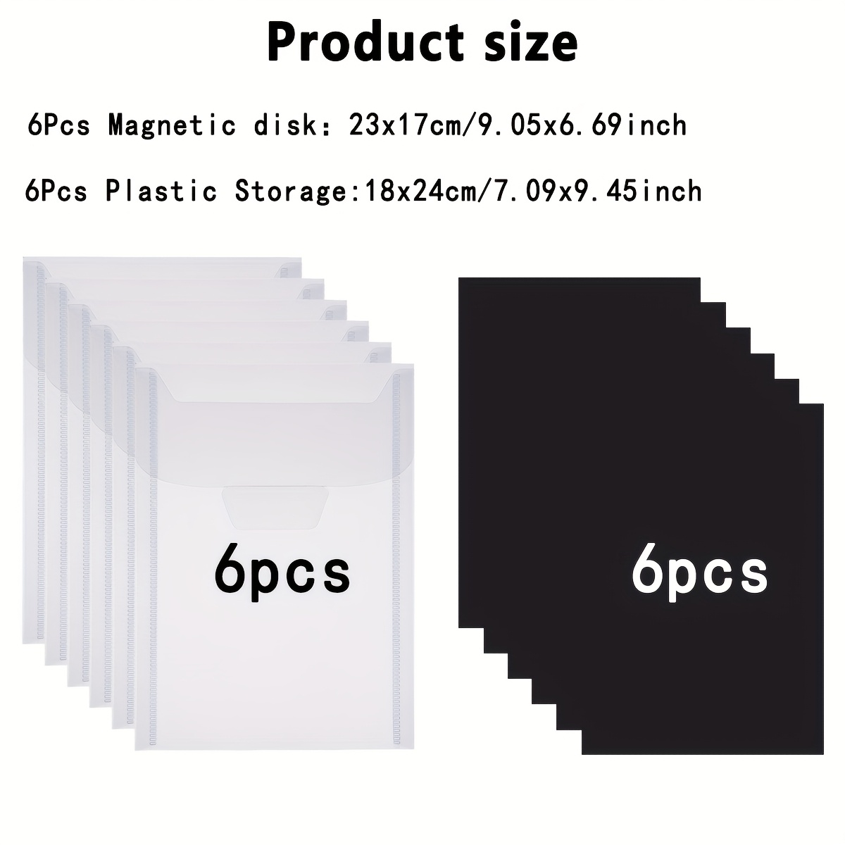Image of 12pcs Large Die-cut Storage Envelopes With 0.3mm Thick Magnetic Sheets - 9.4 X 7 Inches For Die Storage, Clear Die Storage Pockets And Magnet (6 Storage Bags + 6 Soft Magnetic Discs)