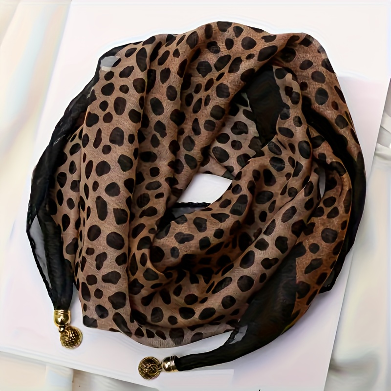 Leopard Print Thin Scarf Women's Autumn Winter Leopard Print Scarf Shawl All-match Warm Scarf