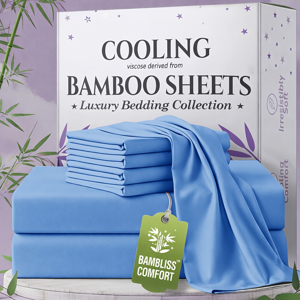 TEMU 2000tc Bamboo Cooling Queen Sheet Set - 3/4pcs Bed Sheets - Breathable & Skin-friendly, Fitted Sheet, Flat Sheet And Pillowcases - Microfiber