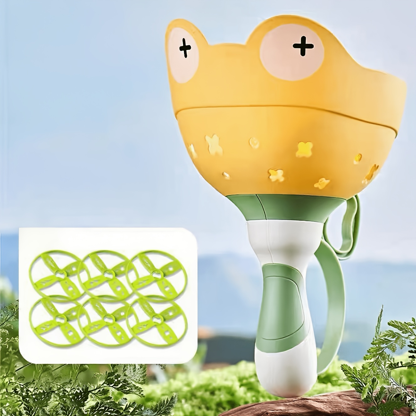 Hand-Pull Ejector Frog Flying Saucer Toy, Pack of 6