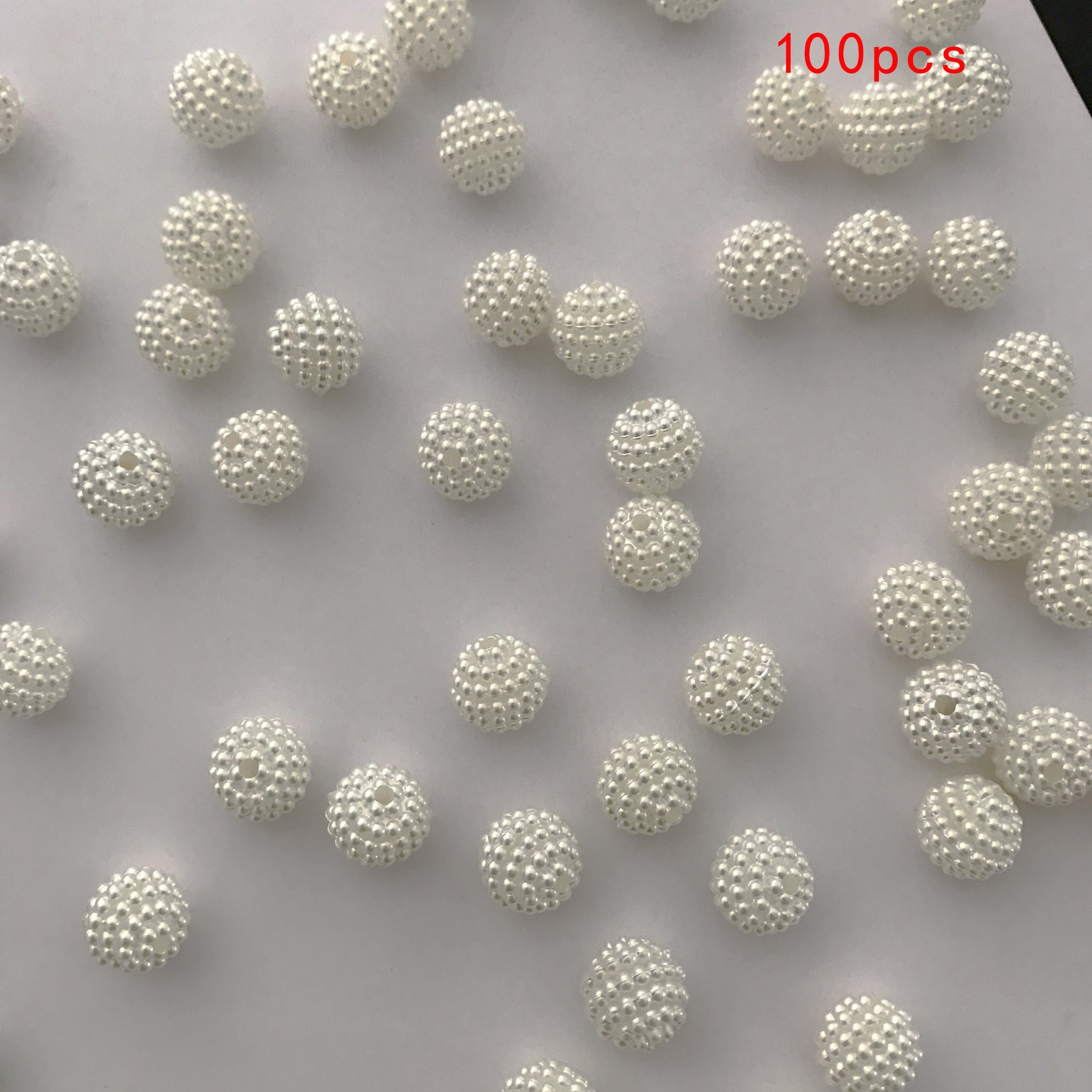 Image of 100 Cream White Bayberry Ball Beads, Suitable For Jewelry, Bracelets, Necklaces, Hair Additions And Handicraft Materials