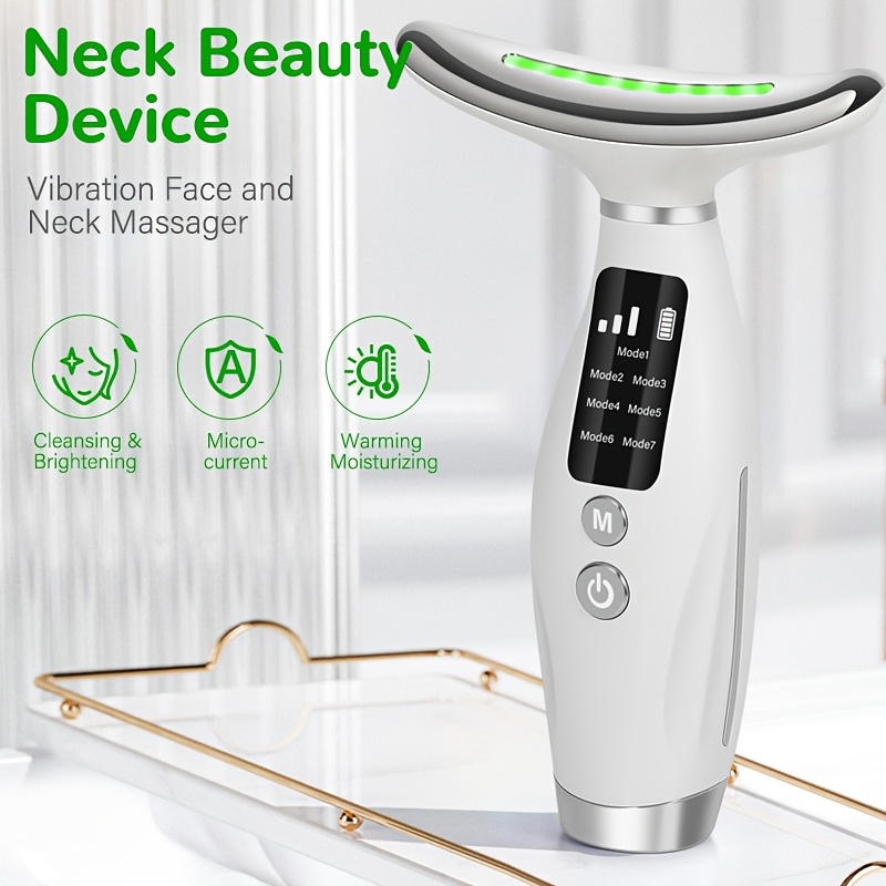 all in one facial neck rejuvenation device cleansing microcurrent warm moisturizing rechargeable lithium battery ideal gift for women beauty device modern aesthetic details 3