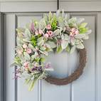 1 7 inches spring and summer floral wreath door hanging basket beautiful artificial spring and summer wreath welcome sign for the front door porch cottage decoration