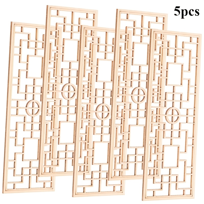 

5pcs Mini Chinese Wooden Screen Model, Light Desktop Screen Decor Sushi Dish Ornaments Decorative Miniature Furniture For Model Building Landscaping Room Divider