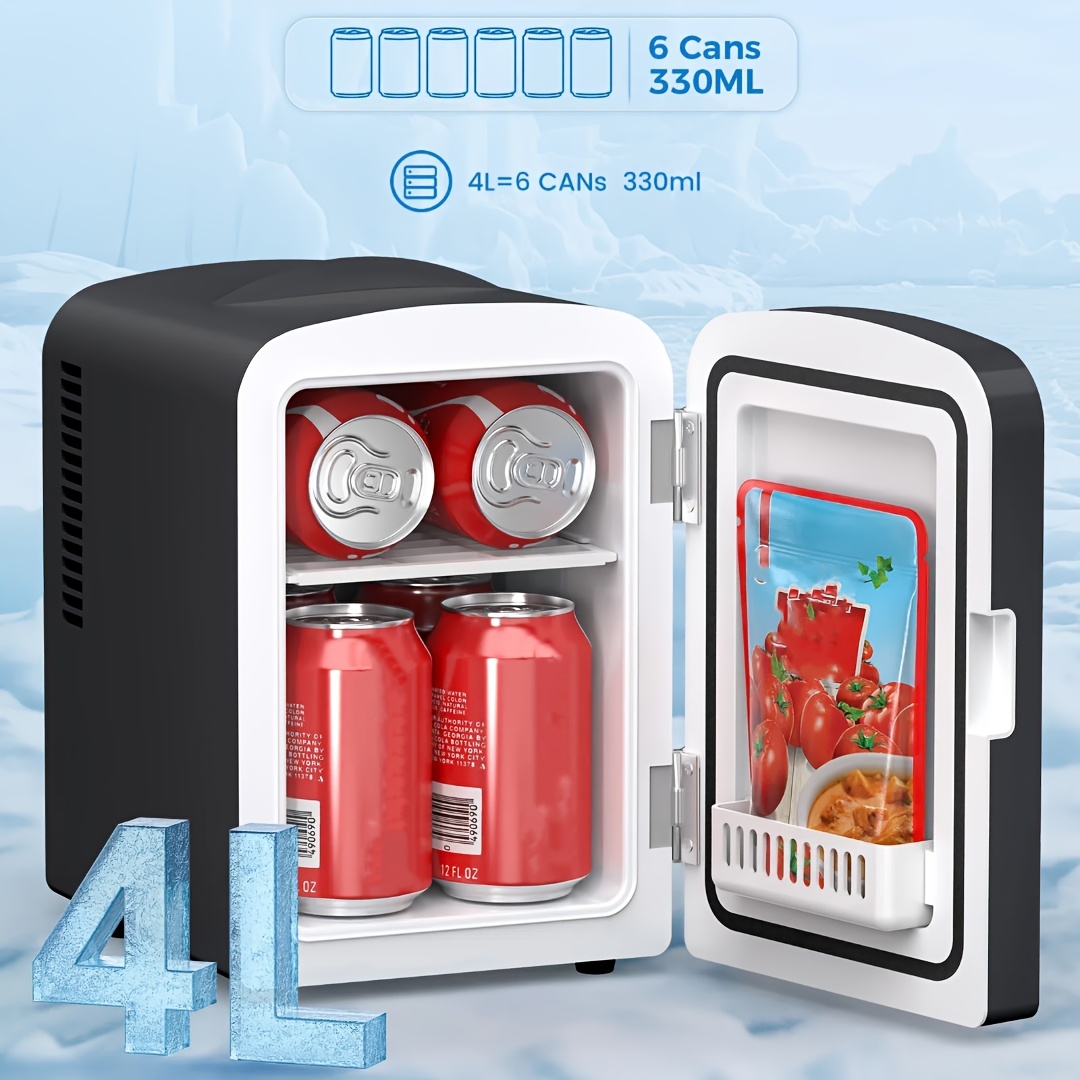 TEMU Fridge, 15 Can Portable Small Refrigerator With Ac/ Adapters, 10 Liter/ 2.6 Gal Small Cosmetics Cooler For Beverage, Food, Skincare, Bedroom,