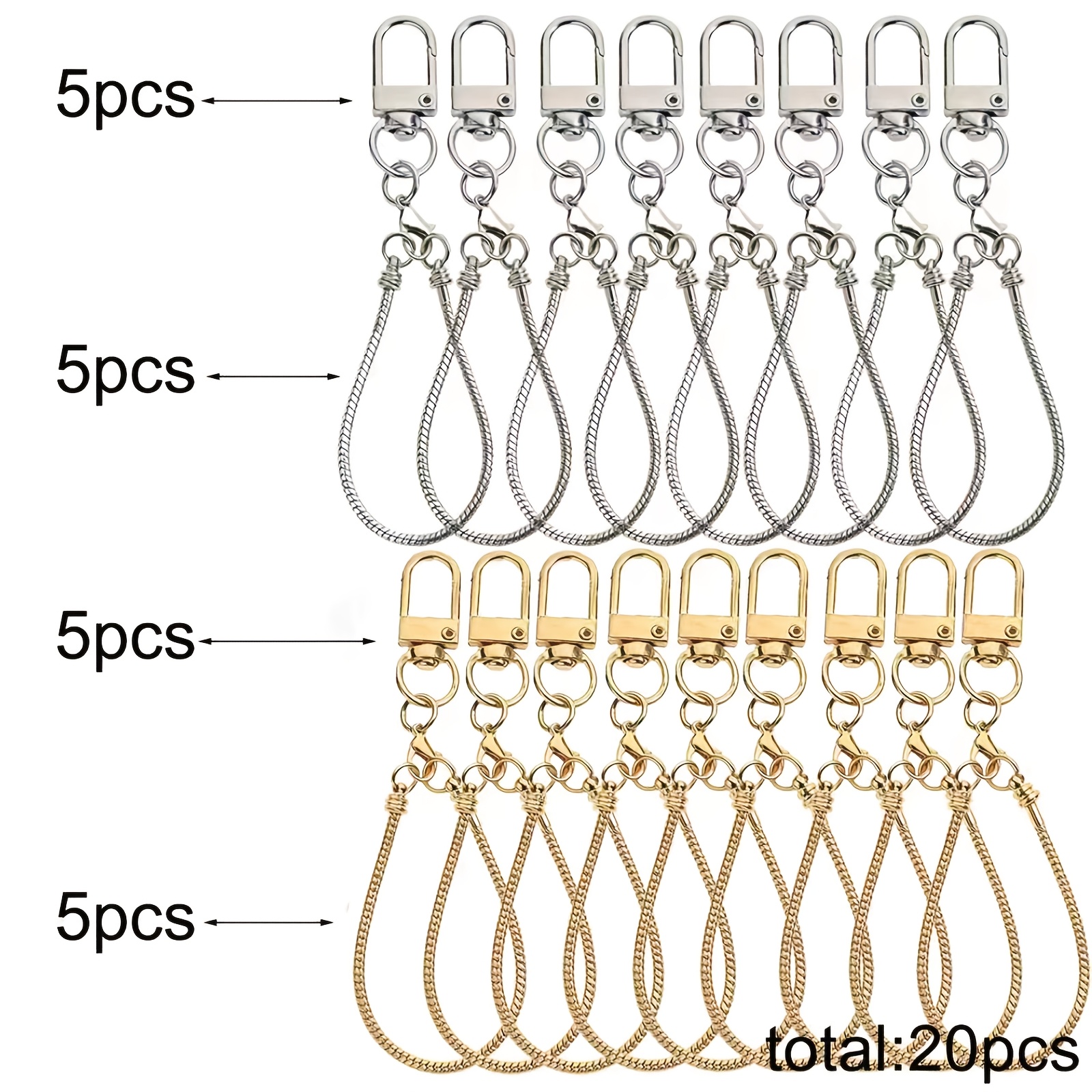 Image of 20pcs Blank Beaded Keychain Set - A Keychain Gift For Her/him - Suitable For Handmade Bag Hangers, Cup Chains, Mobile Phone Chains, Ideal For Wedding, Party, Birthday, Or Year Gifts