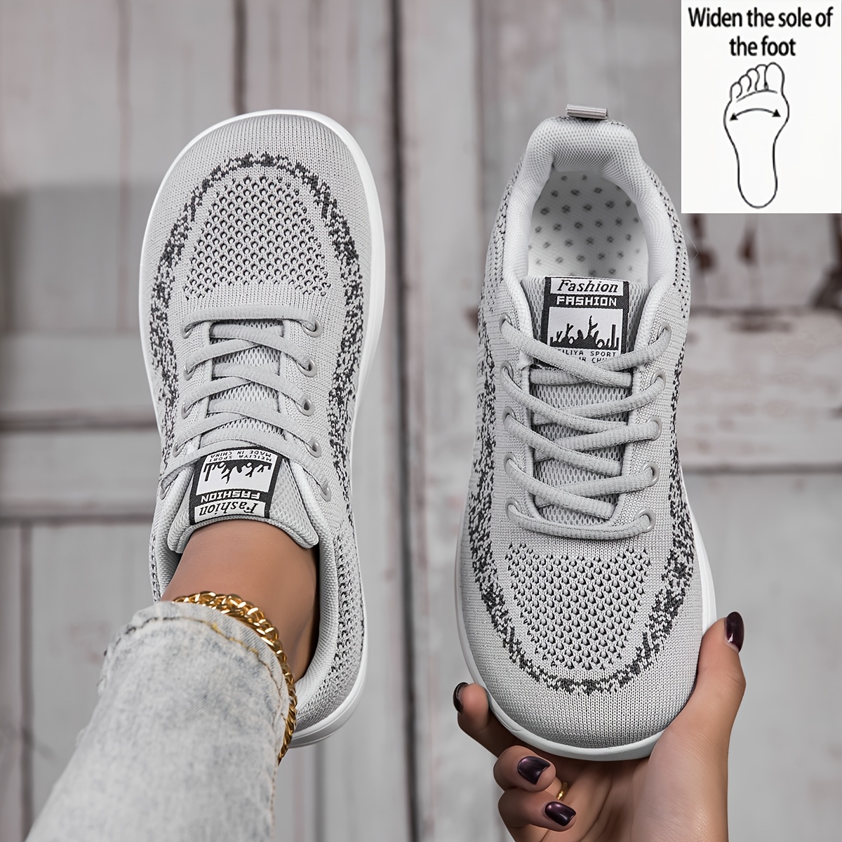 TEMU New Summer Women's Mesh Breathable Shoes, Fresh Lined Embroidery Casual Sneakers, Lightweight Knitted Soft-soled Running Shoes, Comfortable And