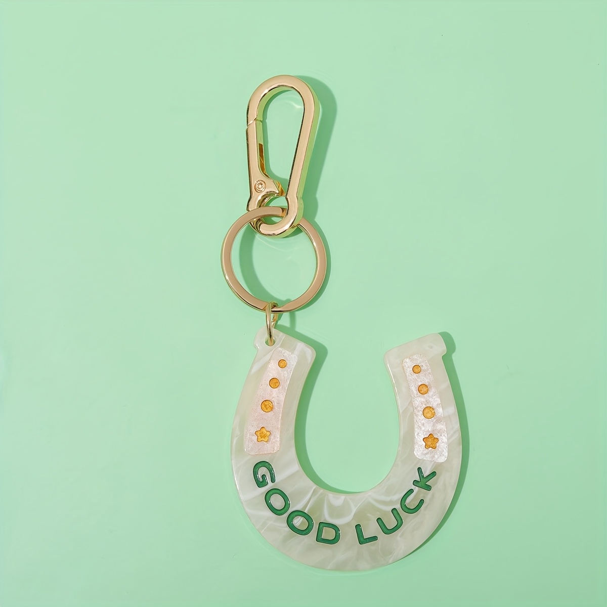 TEMU 1pc Horseshoe Charm Keychain With Clip - -shaped Accessory For Handbags, Purses & Backpacks - Good Luck Charm & -themed Decoration (compatible