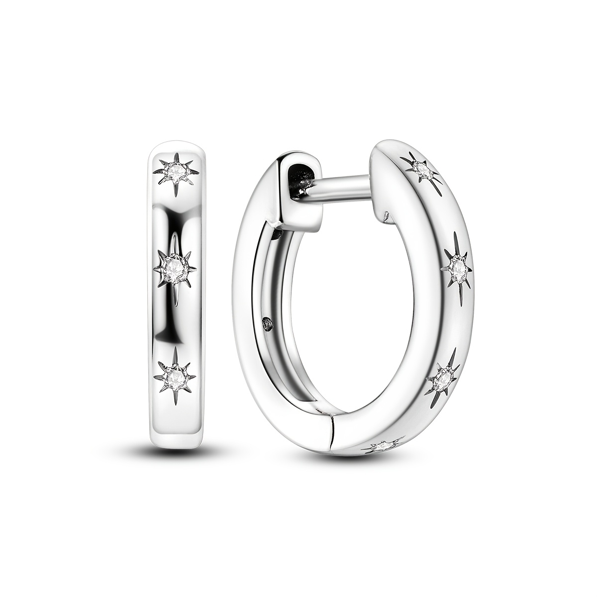 Image of 1 Pair Original 925 Sterling Silver Hoop Earrings For Women Simple Starlight Earrings Jewelry Gifts Fits Daily Party Banquet Party Wea