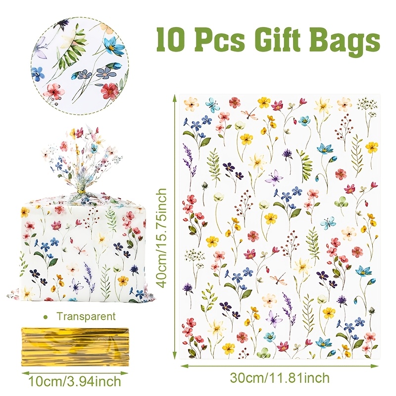 TEMU 10/30pcs, Theme Gift Wrapping Paper, Flower Pattern Packaging Paper, Spring Summer Party Decoration, Ideal For Flower Gift And Book Packaging,