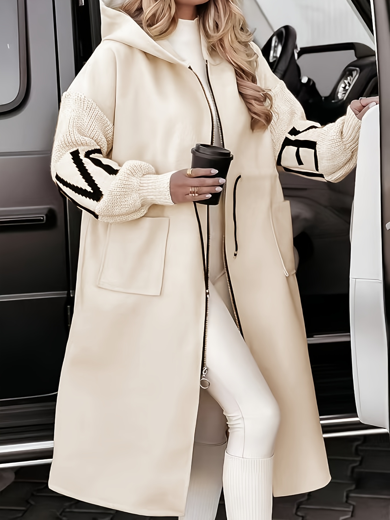 plus size, elegant kabt s kapuc pro eny - zimn kabt se zipem a bonmi kapsami, h-silueta pro vechny ron obdob, casual i formln pleitosti, dmsk zimn kabty, drop shoulder design, ochrana proti chladu 0