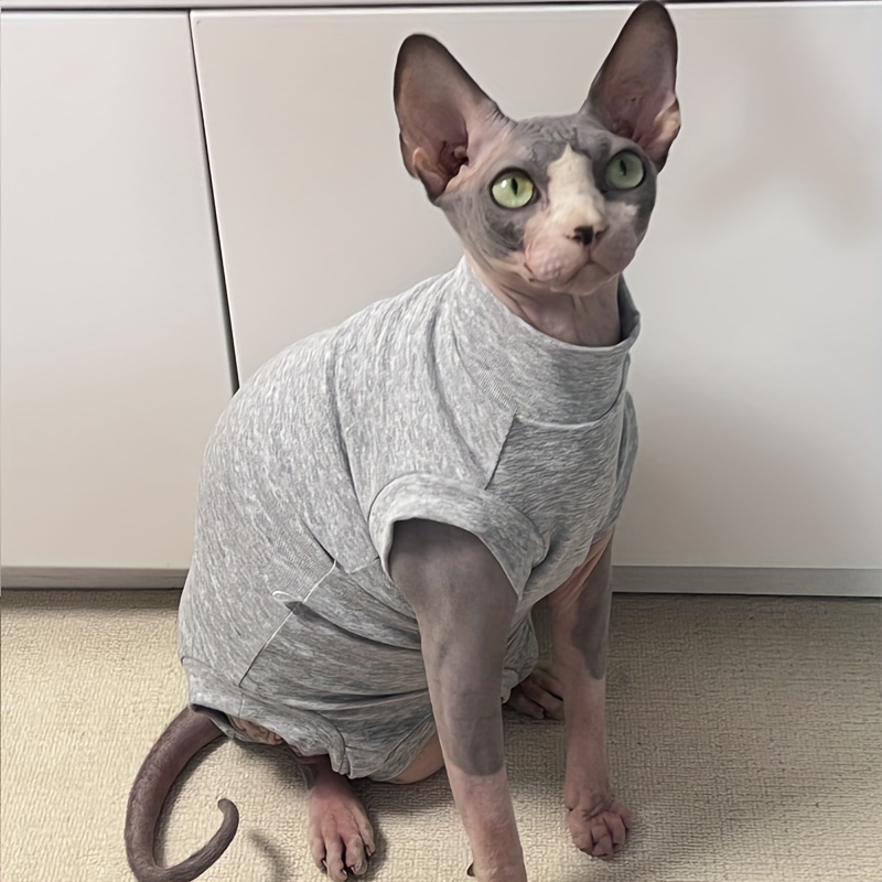 Sphynx Turtleneck Sweaters No Hair, Cats And Small Dogs Wear Soft Cotton Breathable Pullover For Devon Rex Cat, Cornish Rex, Bambino, Peterbald, Cat And Elf (Pink, L