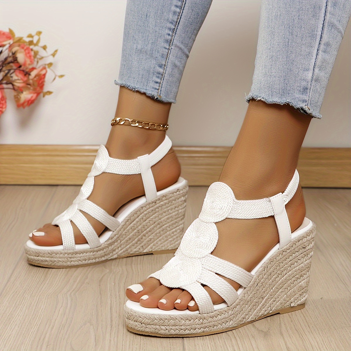 Fancy on sale white sandals