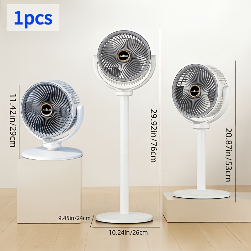 photo de l'article Ventilateur de sol 3-en-1 Hauteur réglable / 5 vitesses de vent réglables / Interface de chargement Type-C / Chargement USB / Ventilateur de sol pour salon / Unités de cycle d'air verticales et indépendantes / Support facile / Batterie 2400Mah / Choix idéal pour le refroidissement estival