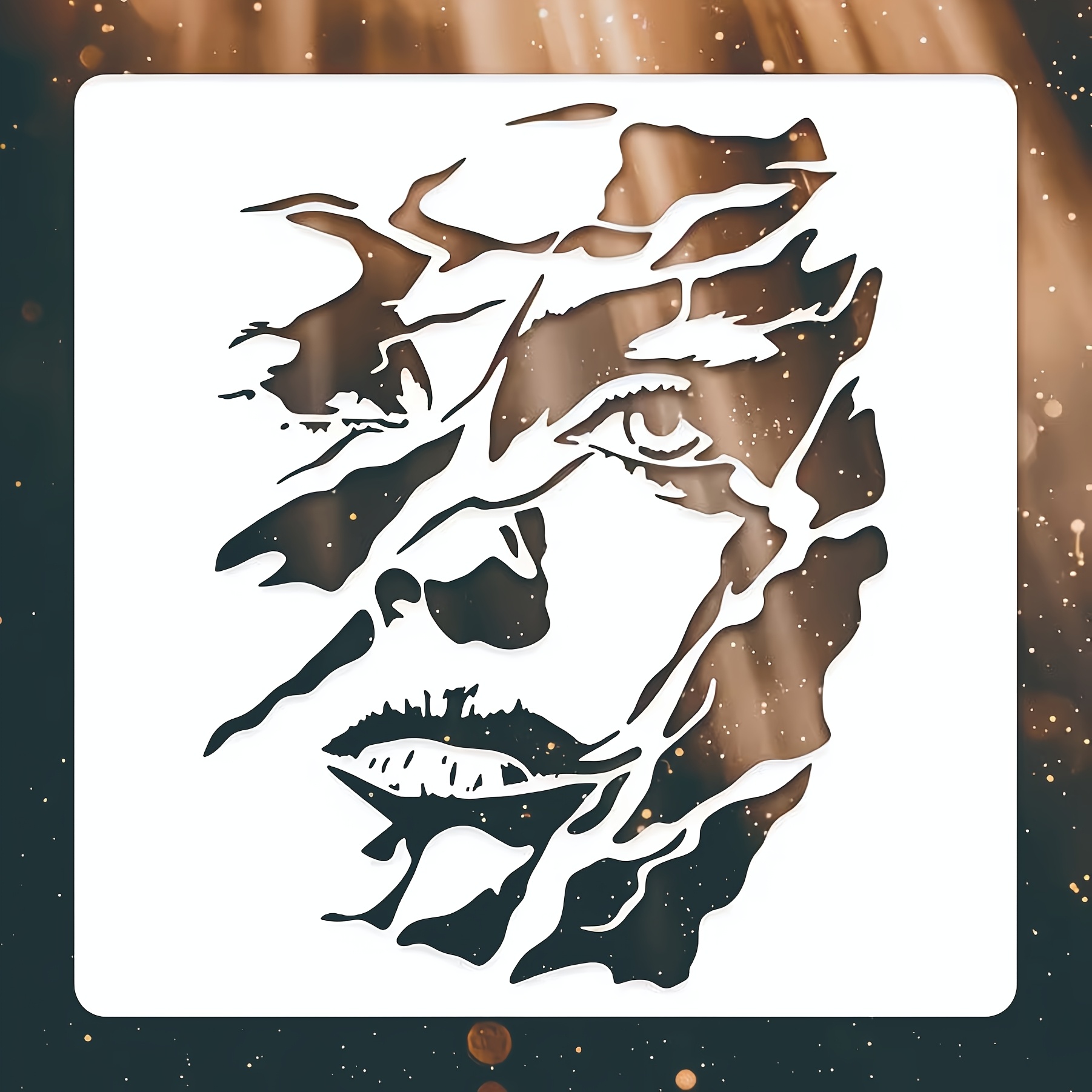 TEMU 1pc Of Fragmented Portrait Silhouette Pattern Stencil, 6x6 Inches In Size, Reusable Abstract-style Fragmented Female Portrait Wallpaper