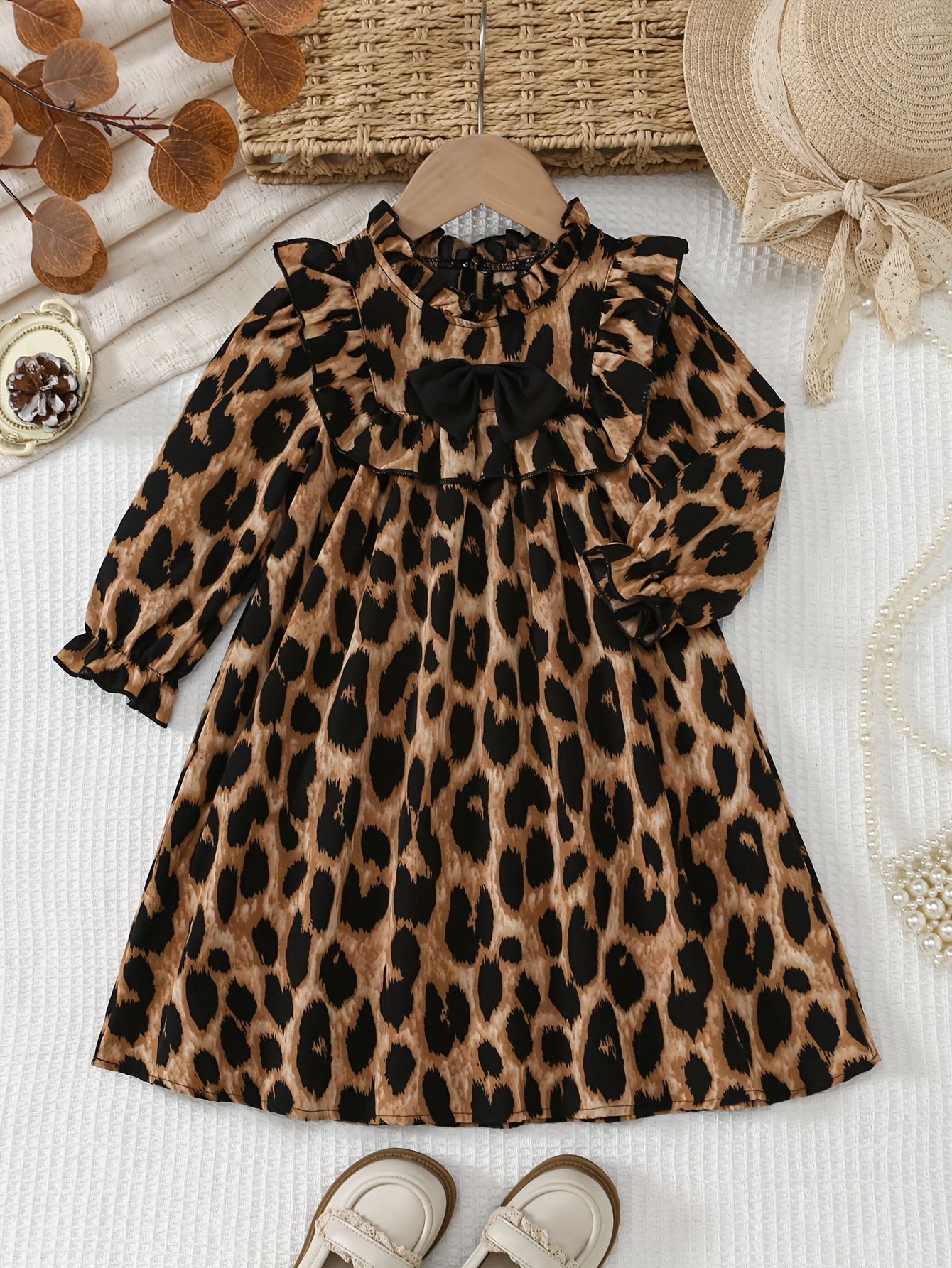 fitted lace wedding dress Toddler Girl Solid Color Button Design Ribbed Long-Sleeve Dress Apricot, Apricot / 3-4 Years main image 1