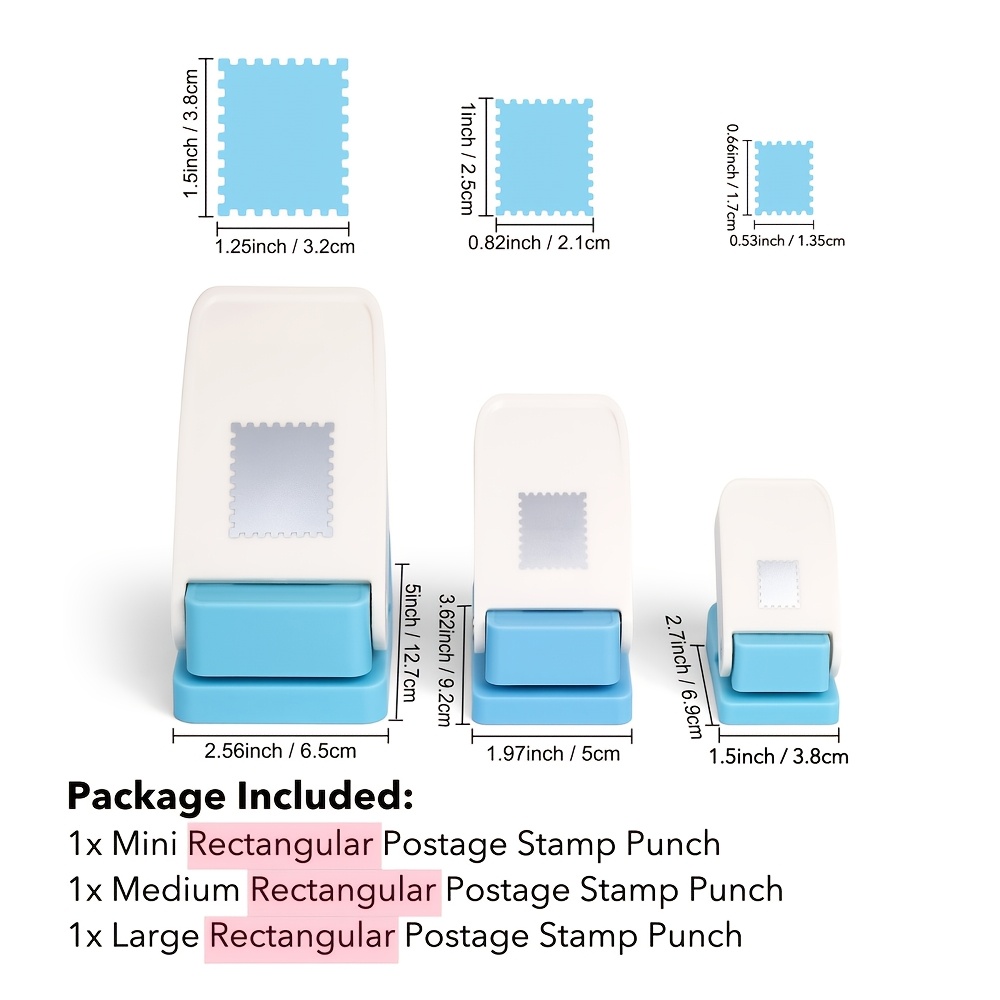 TEMU 3pcs 0.66in Mini And 1in Medium 5in Large Rectangular Punches; Craft Punches For Paper Scrapbooking Craft Tools Set