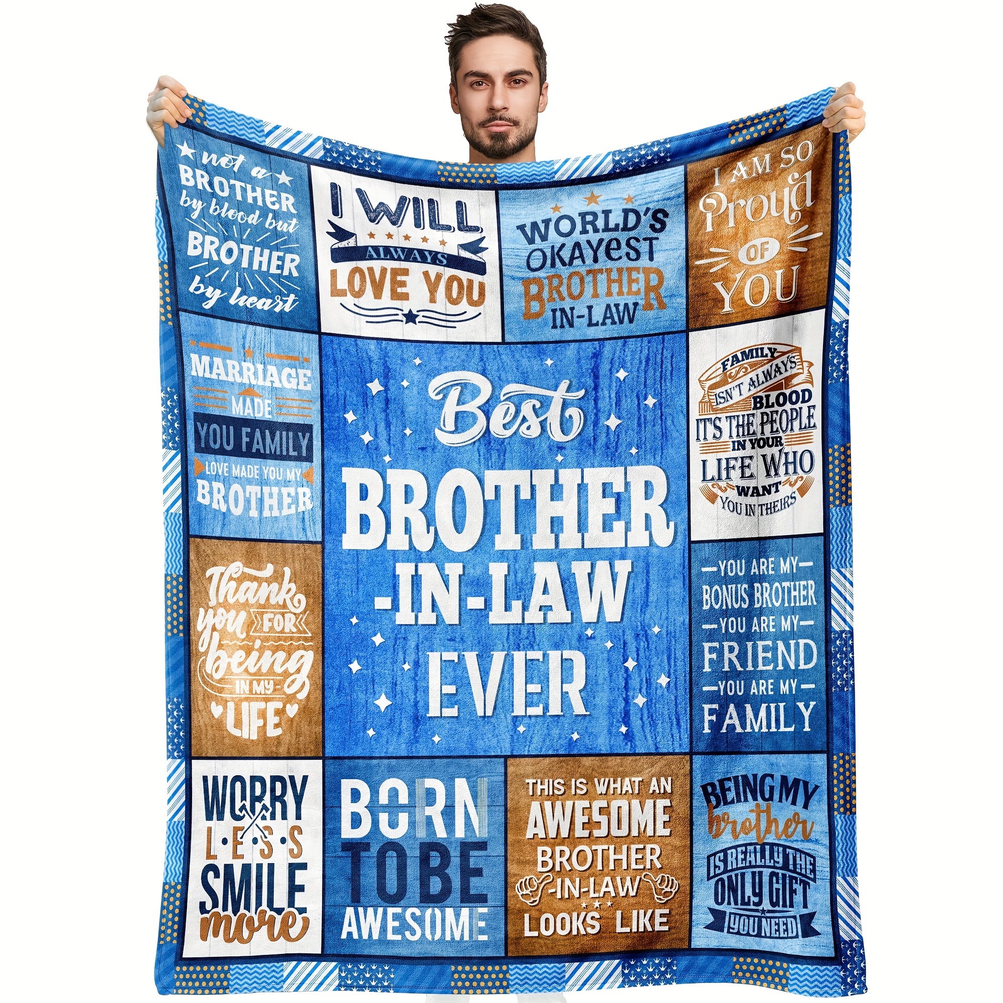 

1pc Contemporary Flannel Throw Blanket For Brother-in-law, Machine Washable, , All Multipurpose Sofa Cover, Gift For Birthday, Christmas, Wedding, 100% Polyester, 200-250g Lightweight