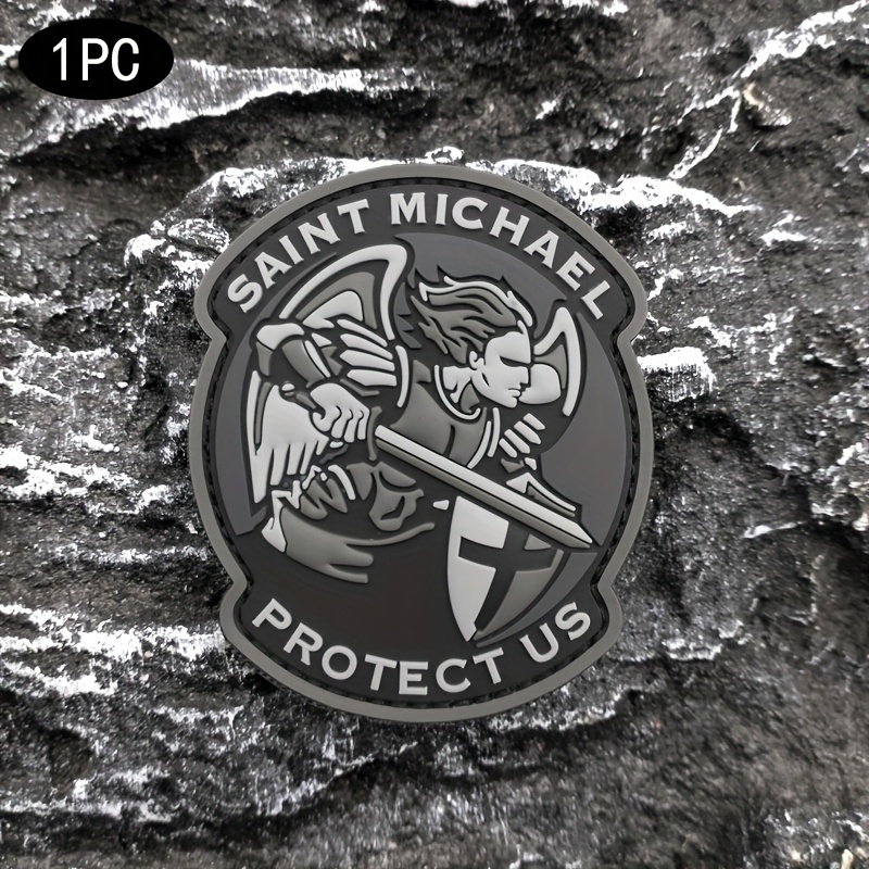 1pc Saint Michael The Pvc Patch With Hook Backing - Intricate Design For Bags, Backpacks, Vests & Clothing Decoration, Clothing Patch | Warrior Motif | Durable Patch